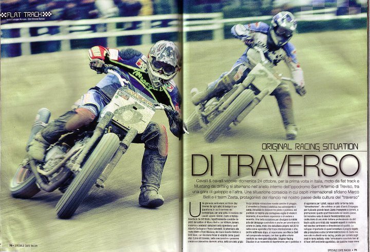 Italian Flat Track Racer, Marco Belli, featured in Low Ride Magazine