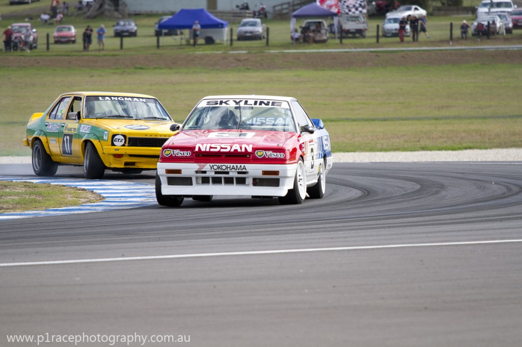 Gibson Motorsport R31 Skyline versus Holden Torana SS. Sadly, there was no contest - technology won the day.