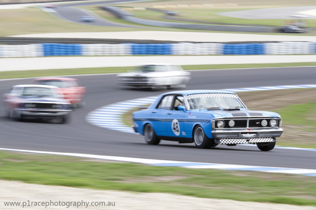 Rare enough on the roads, this Australian Ford Falcon GTHO mixed it up with the American iron. 