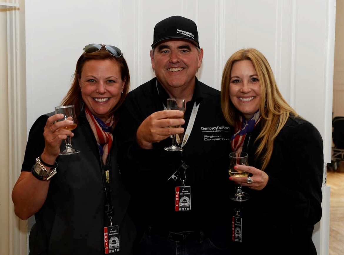 Pattie Hughes Mayer, Jim Jordan and Melissa Eickhoff at Le Mans