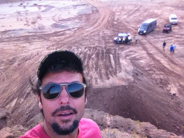 A quick "selfie" of the massive drop off of the dirt hill