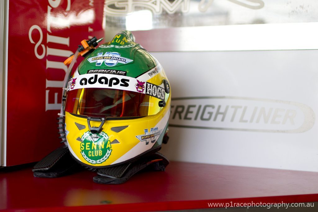 V8 Supercars 2013 - Sandown 500 - Pits - Jack Perkins Senna helment 5