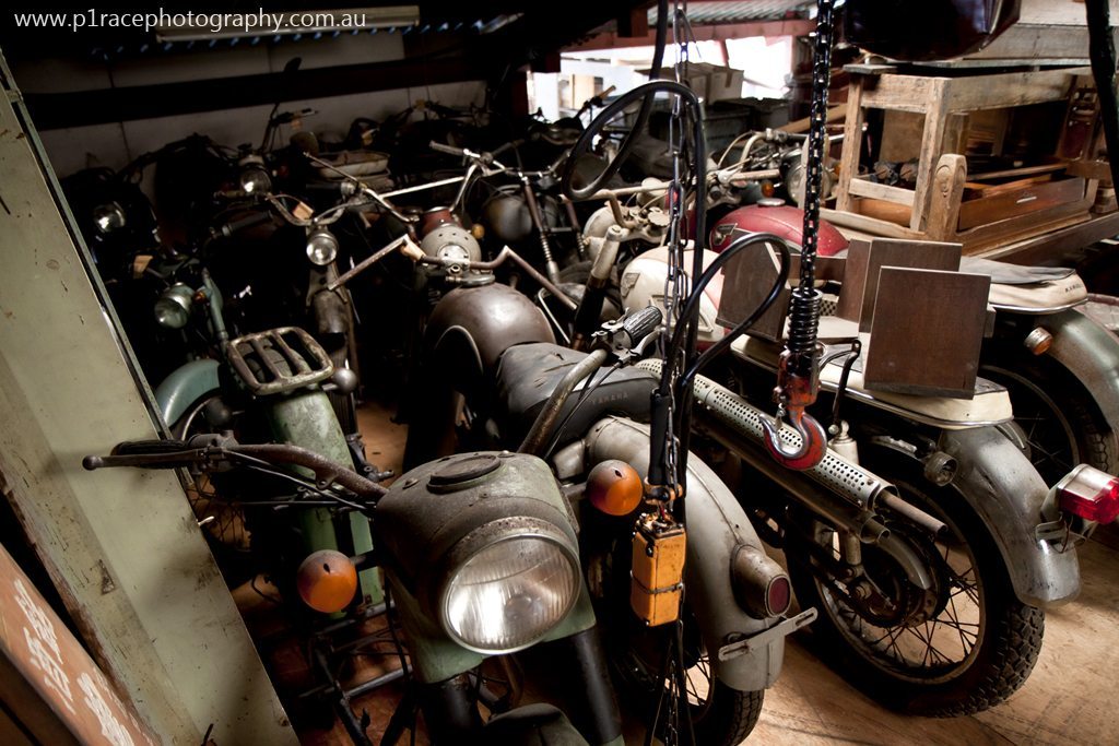 Iwashita Collection - House - Top floor - Old Yamaha and Kawasaki bikes - Rear three-quarter shot 4