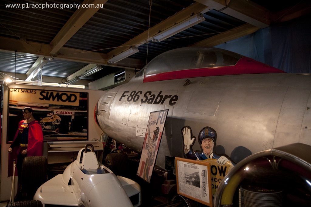 Iwashita Collection - Main Museum - F-86 Sabre jet fighter fuselage - rear three-quarter shot 2