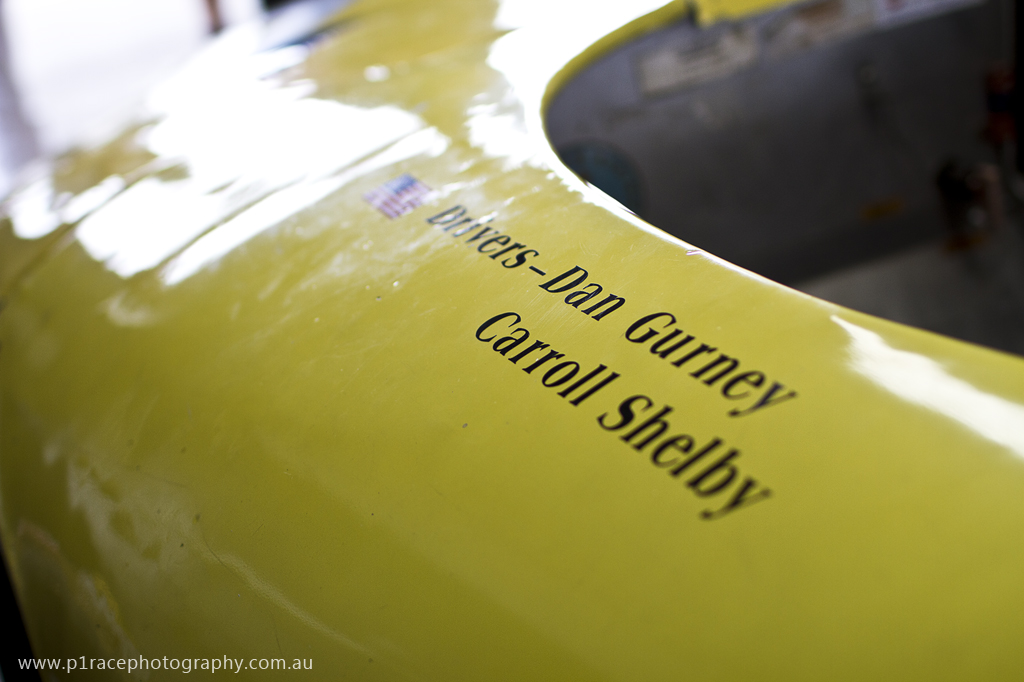 Phillip Island Classic 2014 - Friday - Ernie Nagamatsu - Old Yeller II - Dang Gurney Caroll Shelby driver names - Rear three-quarter pan 8