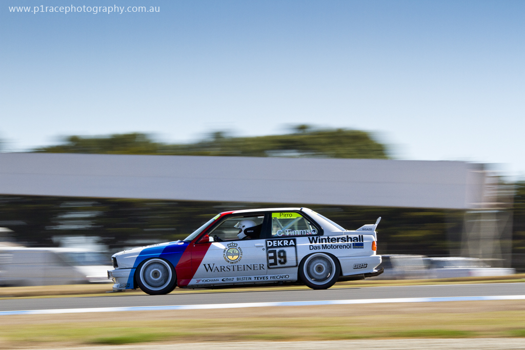Phillip Island Classic 2014 - Sunday - Conrad Timms - 1992 BMW E30 M3 Evo 1 Group A - Turn 10 entry - profile pan 2