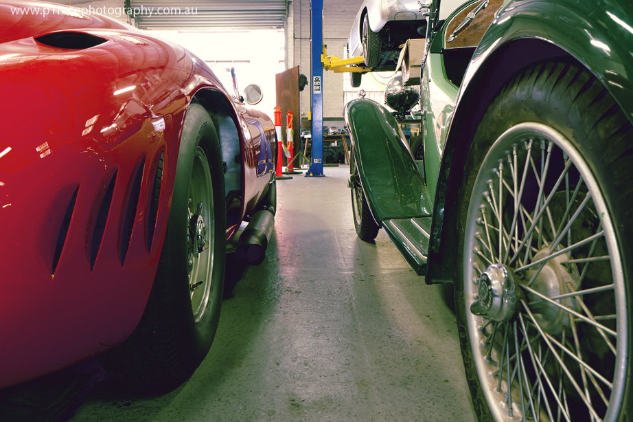 HVR shop visit May 2014 - Main shop - Maserati replica - MG pair - rear three-quarter pair shot 1
