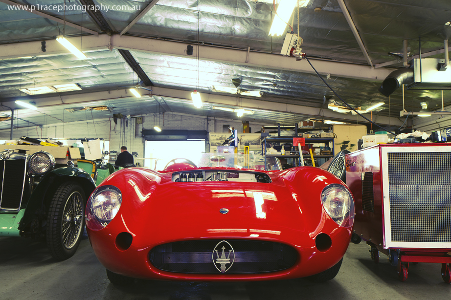 HVR shop visit May 2014 - Main shop - Maserati replica - green MG - Front wide shot 3