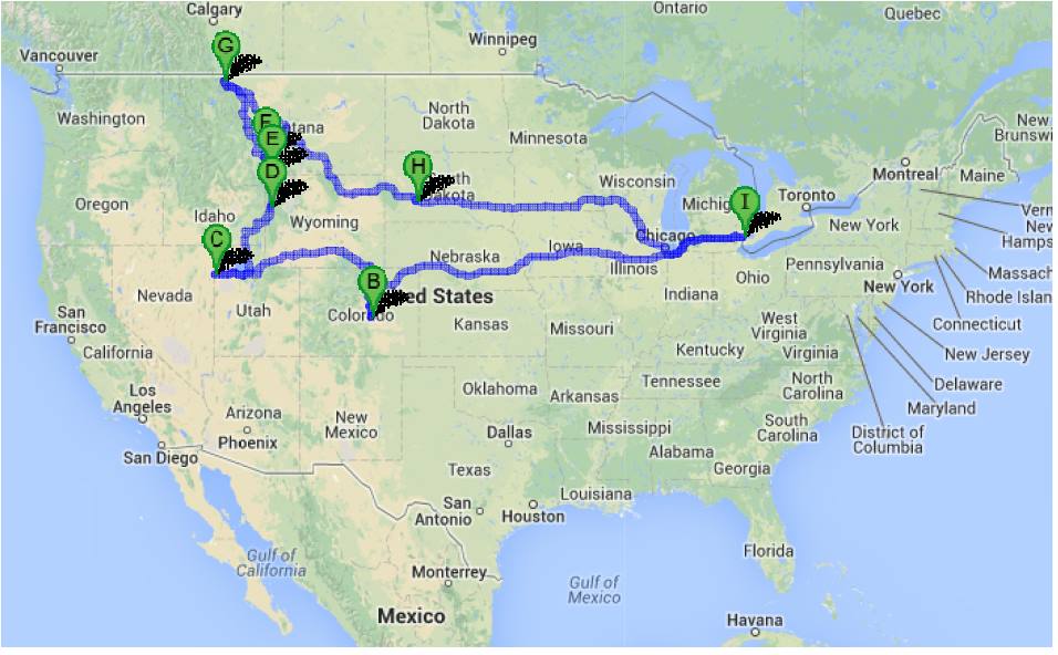 The 2013 road trip route