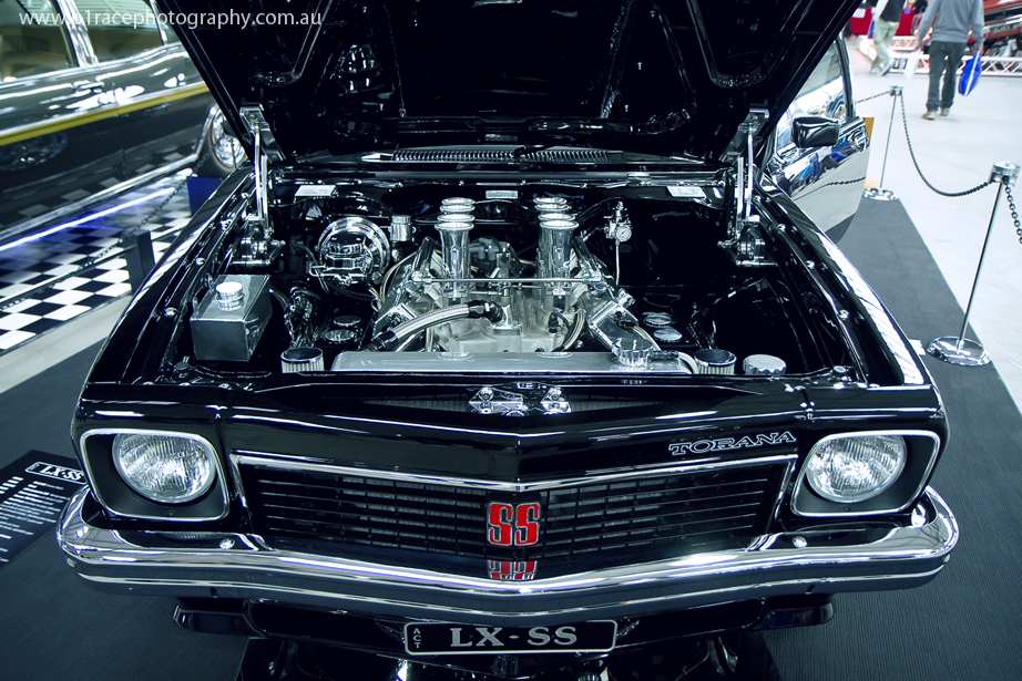 MotorEx 2014 - Black LX Holden Torana SS - Front engine bay shot 3