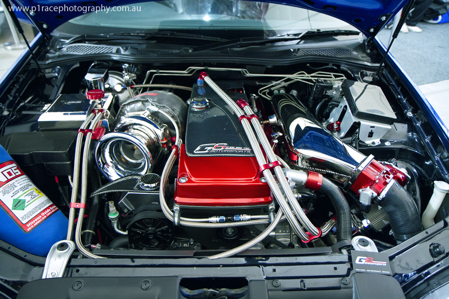 MotorEx 2014 - Blue Ford Falcon engine bay 5