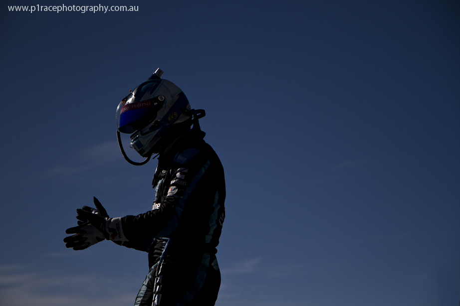 V8 Supercars 2014 - Phillip Island 400 - Sunday - Post-race - Scott McLaughlin - Car-top celebration 1