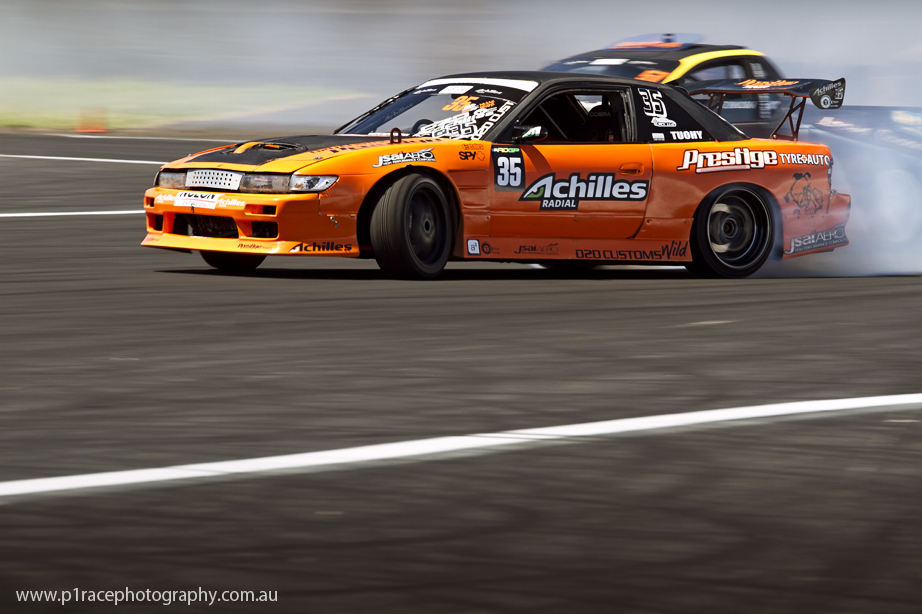 ADGP 2014-15 - Round 2 - Melbourne - Brad Tuohy - Jackson Callow - Horseshoe outer clipping point exit - Front three-quarter pan 1