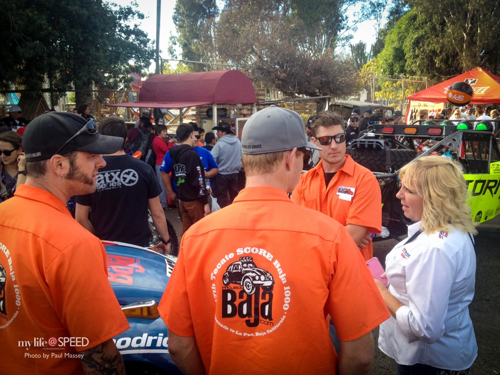 Talking business with the team's BFGoodrich contact.