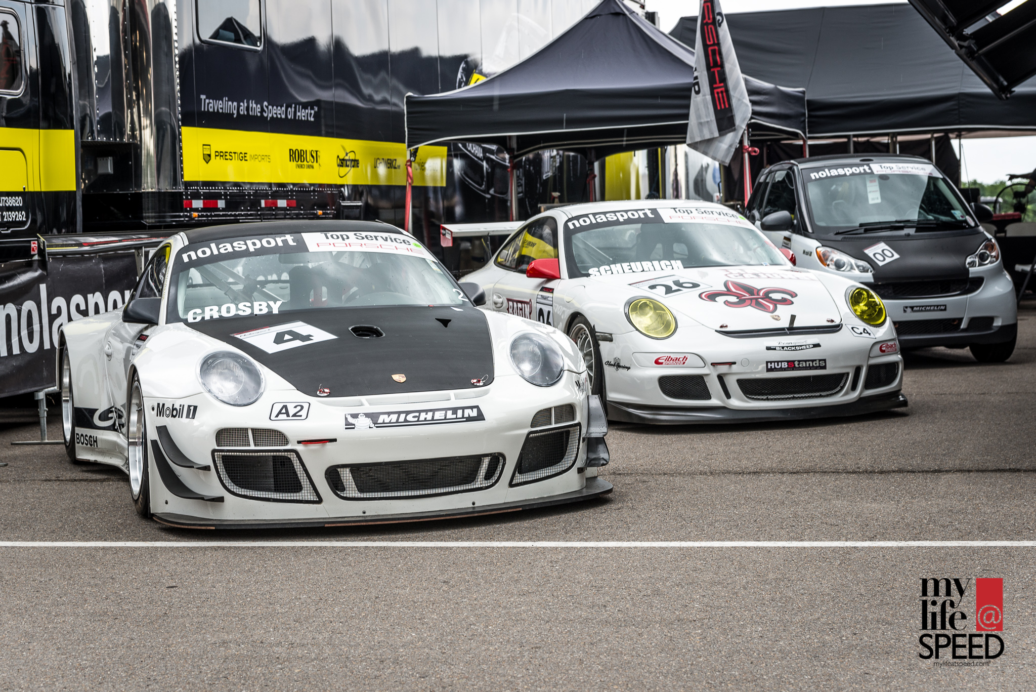 Impressive wide body RSR next to a GT3 Cup car