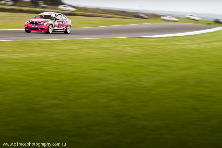 Shannons Nationals 2015 - Round 2 - Phillip Island - Donut King BMW 1 Series M Coupe - Turn 8 entry - Front three-quarter pan 1