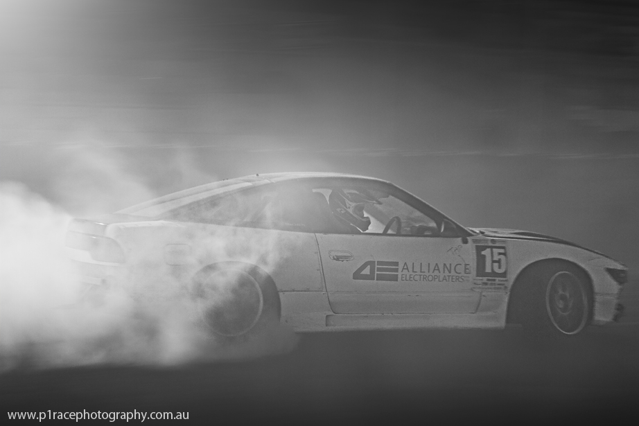 VicDrift Round 1 2015 - White S13 Sileighty - Final turn exit - Profile pan 1