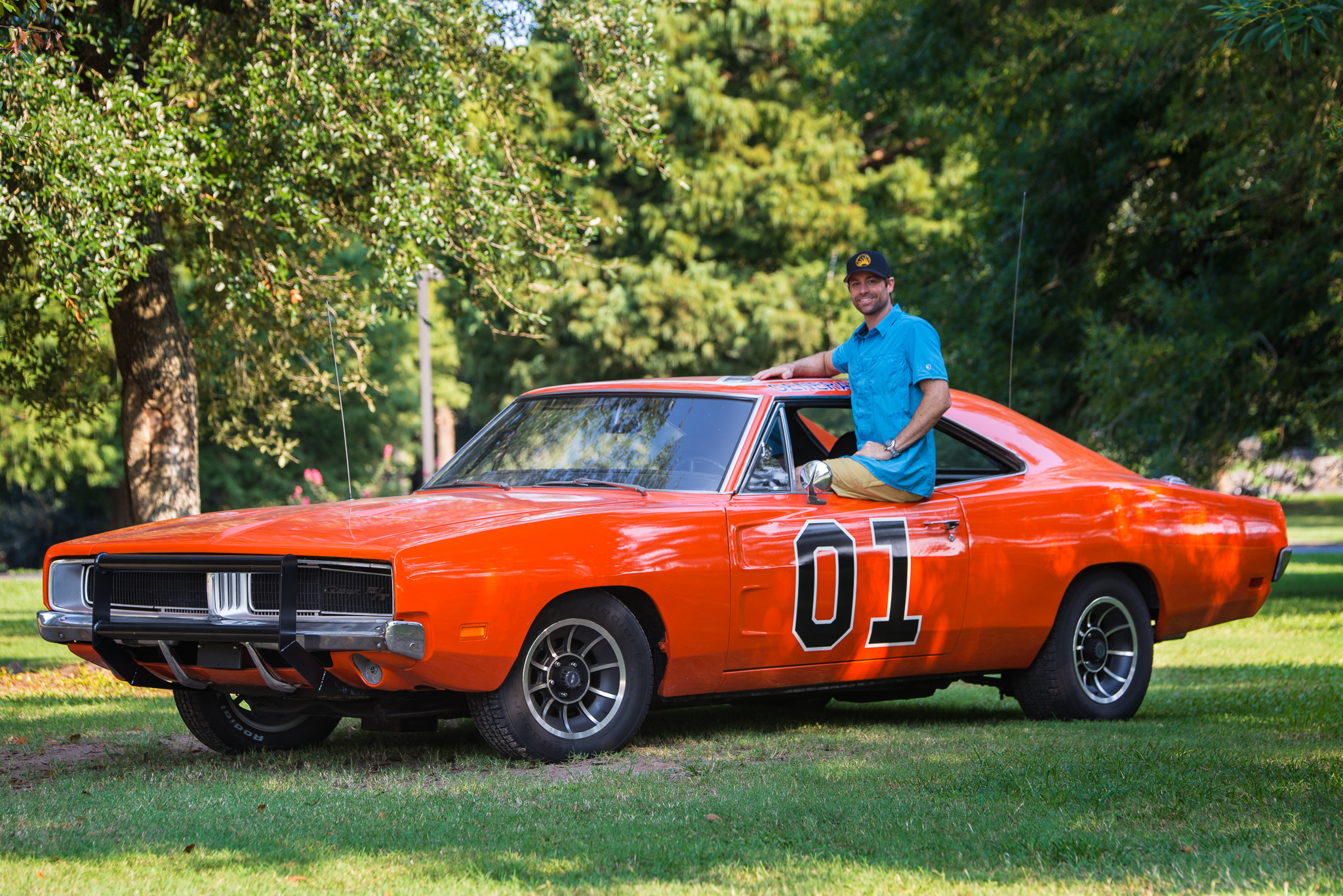 Kevin Waterman pictured with his personal General Lee