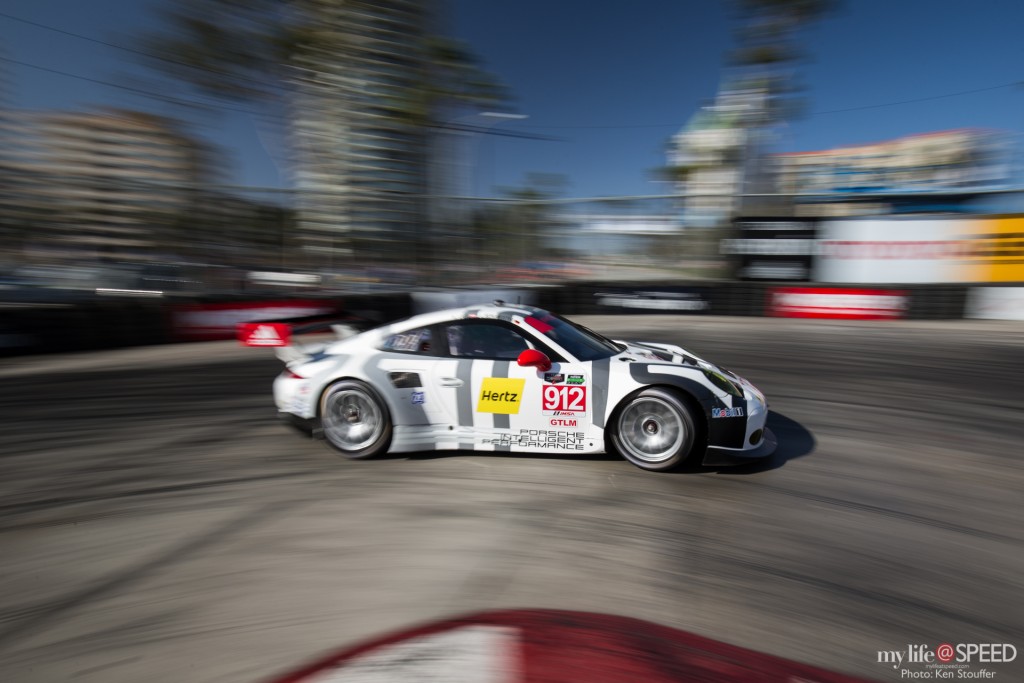 The Long Beach hairpin may be a slow corner - but don't tell that to this Porsche.
